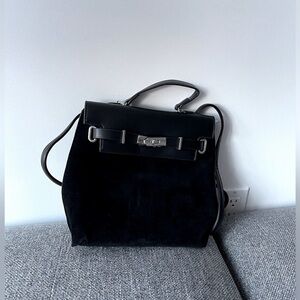 Faux Suede black mini backpack